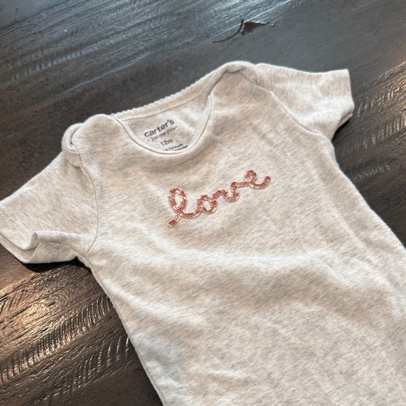 Carter's Gray Bodysuit with Pink Embroidery - Picture 2 of 4